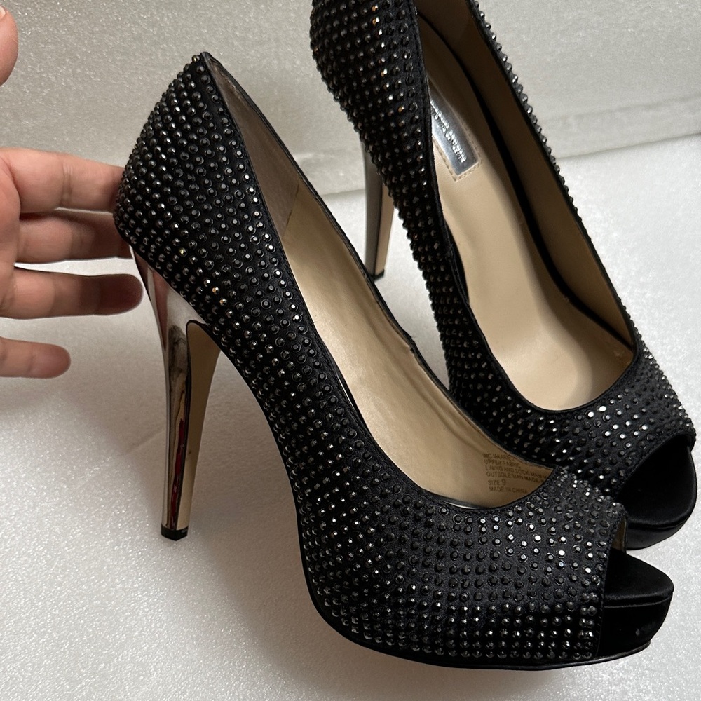 Inc  Black Peep-Toe Heels size 9